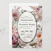 ソフト赤面フローラ牡丹とバラセレナーデ 招待状 (正面/裏面)