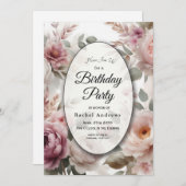 ソフト赤面フローラ牡丹とバラセレナーデ 招待状 (正面/裏面)