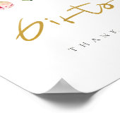 ソフト赤面フローラ牡丹の水色ギフトサイン ポスター (角)