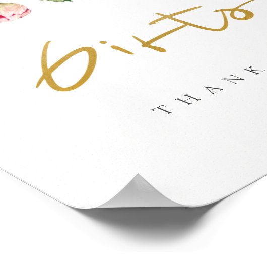 ソフト赤面フローラ牡丹の水色ギフトサイン ポスター (角)