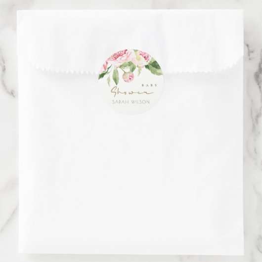 ソフト赤面フローラ牡丹ウォーター色ベビーシャワー ラウンドシール (バッグ)