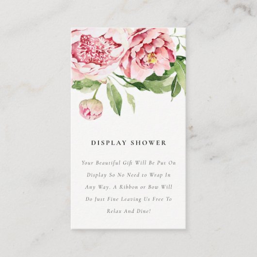 ソフト赤面フローラ牡丹ディスプレイシャワー赤ちゃんシャワー エンクロージャーカード (正面)