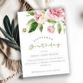 ソフト赤面フローラ牡丹任意エイジスウィート16誕生日 招待状