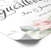 ソフト赤面フローラ結婚グリーナリーのゲストブックサイン ポスター (角)