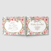 ソフト赤面フローラ金ゴールドフレームクリスチャン結婚ズ ゲストブック (全面)