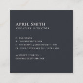 ソフト赤面ブルーフローラアルファベット名A スクエア名刺 (裏面)