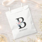 ソフト赤面ブルーフローラアルファベット名B フェイバーバッグ (クリップ留めされた状態)