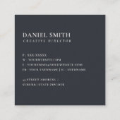 ソフト赤面ブルーフローラアルファベット名D スクエア名刺 (裏面)