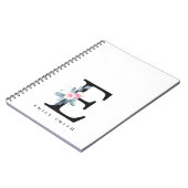 ソフト赤面ブルーフローラアルファベット名E ノートブック (左側)