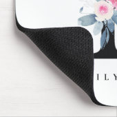 ソフト赤面ブルーフローラアルファベット名E マウスパッド (コーナー)