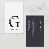 ソフト赤面ブルーフローラアルファベット名G 名刺 (正面/裏面)