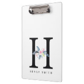 ソフト赤面ブルーフローラアルファベット名H クリップボード (左)