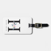 ソフト赤面ブルーフローラアルファベット名H ラゲッジタグ (正面横)