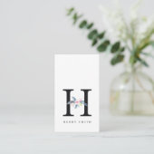 ソフト赤面ブルーフローラアルファベット名H 名刺 (スタンド正面)