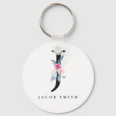 ソフト赤面ブルーフローラアルファベット名J キーホルダー (正面)