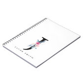 ソフト赤面ブルーフローラアルファベット名J ノートブック (左側)