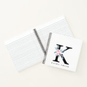 ソフト赤面ブルーフローラアルファベット名K ノートブック (内部)