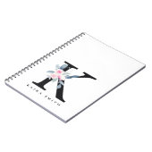 ソフト赤面ブルーフローラアルファベット名K ノートブック (左側)