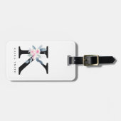 ソフト赤面ブルーフローラアルファベット名K ラゲッジタグ (正面横)