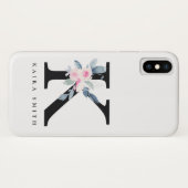 ソフト赤面ブルーフローラアルファベット名K Case-Mate iPhoneケース (裏面(横))