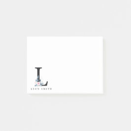 ソフト赤面ブルーフローラアルファベット名L ポストイット