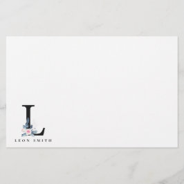 ソフト赤面ブルーフローラアルファベット名L 便箋