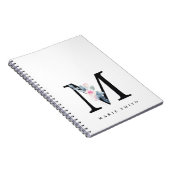 ソフト赤面ブルーフローラアルファベット名M ノートブック (右側)