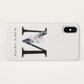 ソフト赤面ブルーフローラアルファベット名M Case-Mate iPhoneケース (裏面(横))