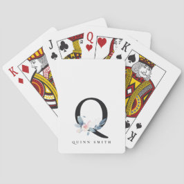 ソフト赤面ブルーフローラアルファベット名Q トランプ