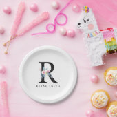 ソフト赤面ブルーフローラアルファベット名R ペーパープレート (パーティー)