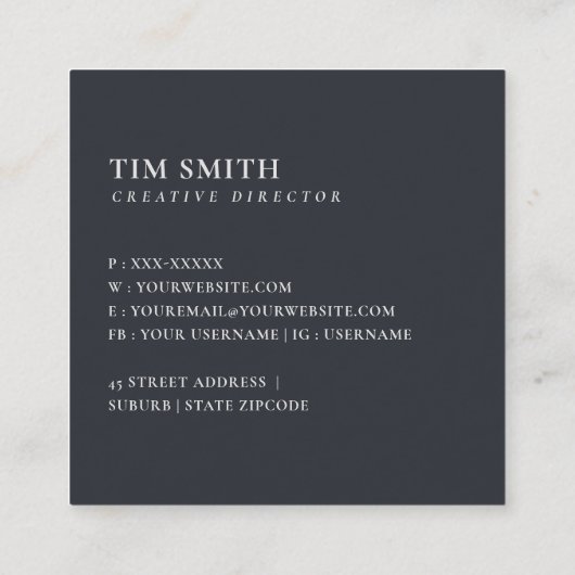 ソフト赤面ブルーフローラアルファベット名S スクエア名刺 (裏面)