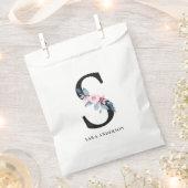 ソフト赤面ブルーフローラアルファベット名S フェイバーバッグ (クリップ留めされた状態)