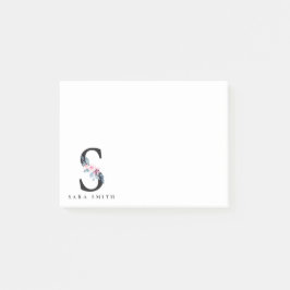 ソフト赤面ブルーフローラアルファベット名S ポストイット