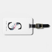 ソフト赤面ブルーフローラアルファベット名S ラゲッジタグ (正面横)