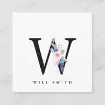 ソフト赤面ブルーフローラアルファベット名W