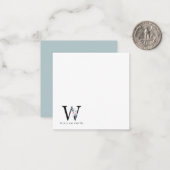 ソフト赤面ブルーフローラアルファベット名W ノートカード (正面/裏面インサイチュ)