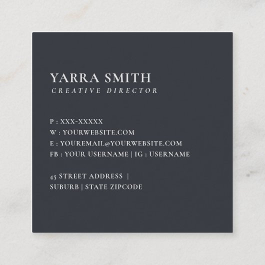 ソフト赤面ブルーフローラアルファベット名Y スクエア名刺 (裏面)