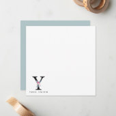 ソフト赤面ブルーフローラアルファベット名Y ノートカード (正面/裏面インサイチュ)