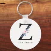 ソフト赤面ブルーフローラアルファベット名Z キーホルダー (正面)