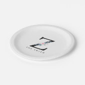 ソフト赤面ブルーフローラアルファベット名Z ペーパープレート (アングル)