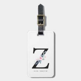 ソフト赤面ブルーフローラアルファベット名Z ラゲッジタグ