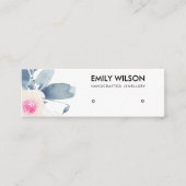 ソフト赤面ブルーフローラスタッドイヤリングディスプレイロゴ スキニー名刺 (正面)