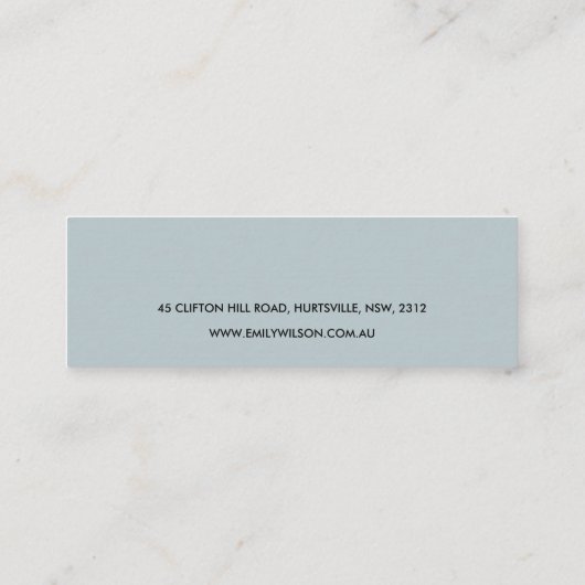 ソフト赤面ブルーフローラスタッドイヤリングディスプレイロゴ スキニー名刺 (裏面)