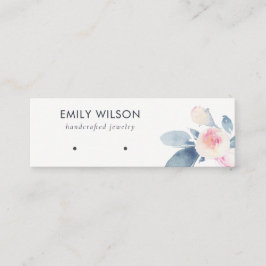 ソフト赤面ブルーフローラスタッドイヤリングディスプレイロゴ スキニー名刺