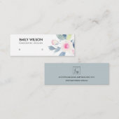 ソフト赤面ブルーフローラスタッドイヤリングディスプレイロゴ スキニー名刺 (正面/裏面)