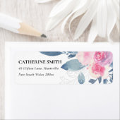 ソフト赤面ブルーフローラ水色バンチアドレス ラベル (インサイチュ)