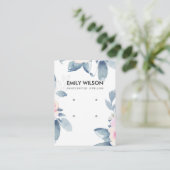 ソフト赤面ブルーフローラ2イヤリングディスプレイロゴ 名刺 (スタンド正面)