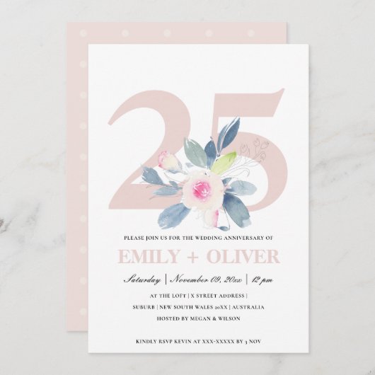 ソフト赤面ブルーフローラ25周年 招待状 (正面/裏面)