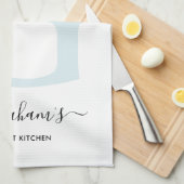 ソフト赤面ブルー白フローラアルファベット文字G キッチンタオル (四つ折り)