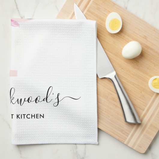 ソフト赤面ブルー白フローラアルファベット文字P キッチンタオル (四つ折り)